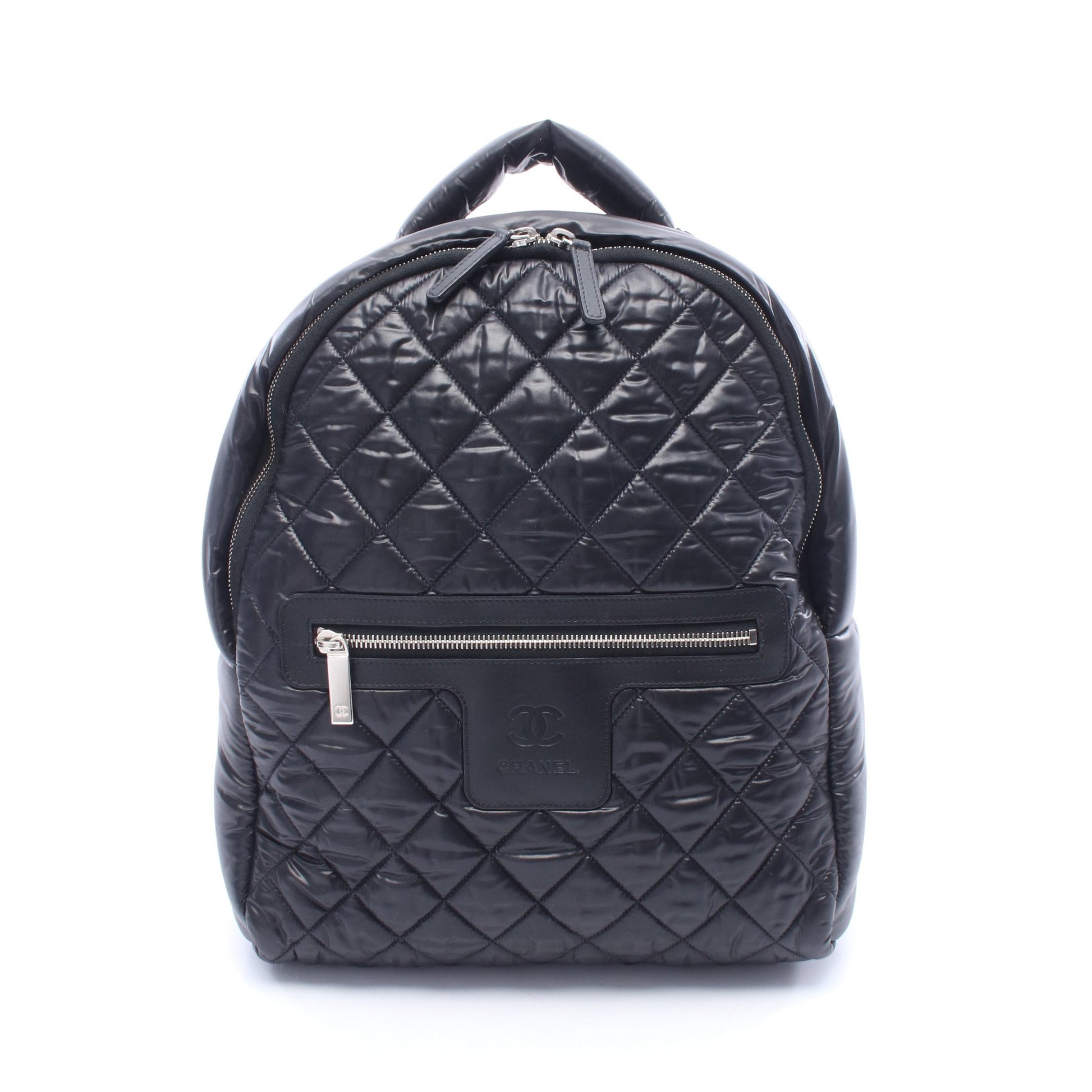 コココクーン バックパック リュックサック ナイロン レザー ブラック シルバー金具 シャネル バッグ CHANEL