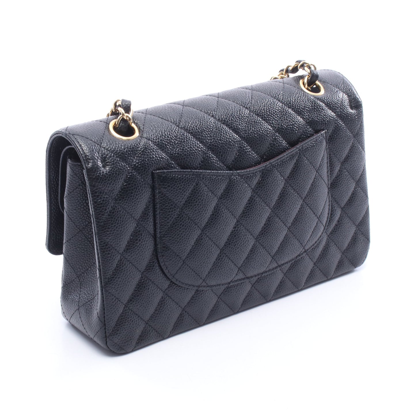 マトラッセ Wフラップ Wチェーンショルダーバッグ キャビアスキン ブラック ゴールド金具 シャネル バッグ CHANEL