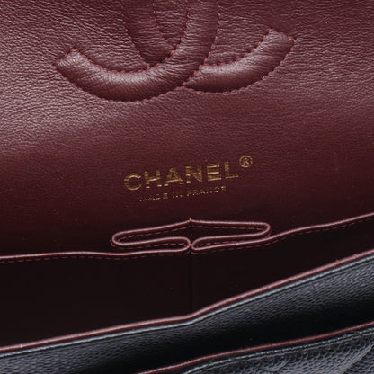 マトラッセ Wフラップ Wチェーンショルダーバッグ キャビアスキン ブラック ゴールド金具 シャネル バッグ CHANEL
