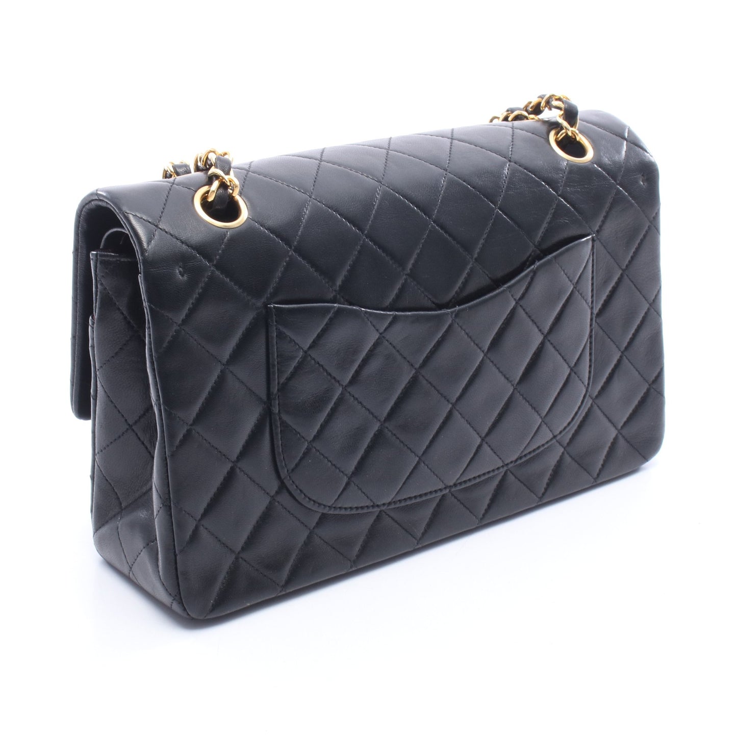 マトラッセ Wフラップ Wチェーンショルダーバッグ ラムスキン ブラック ゴールド金具 シャネル バッグ CHANEL