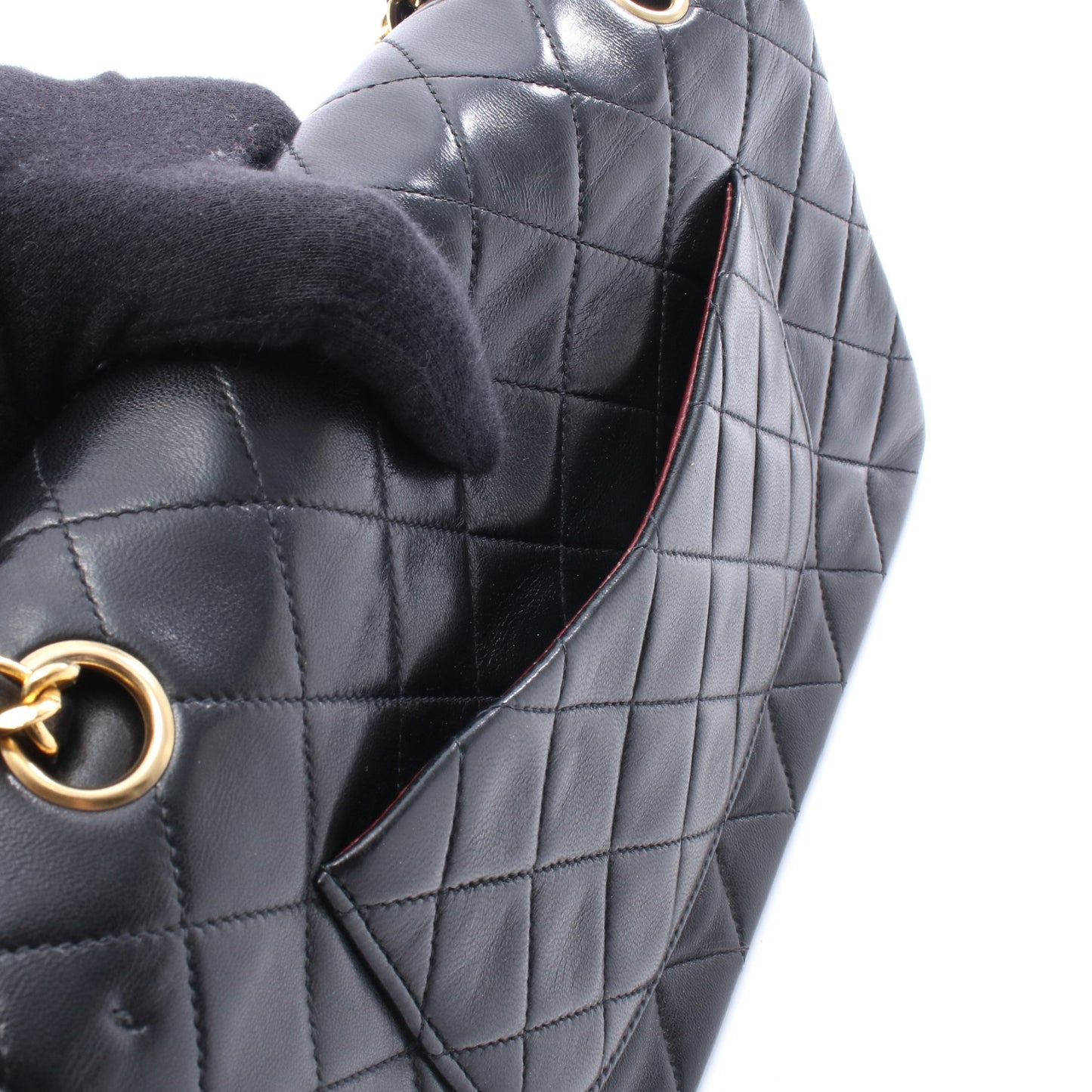 マトラッセ Wフラップ Wチェーンショルダーバッグ ラムスキン ブラック ゴールド金具 シャネル バッグ CHANEL