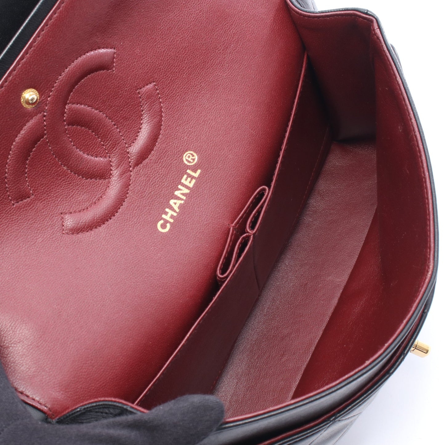 マトラッセ Wフラップ Wチェーンショルダーバッグ ラムスキン ブラック ゴールド金具 シャネル バッグ CHANEL