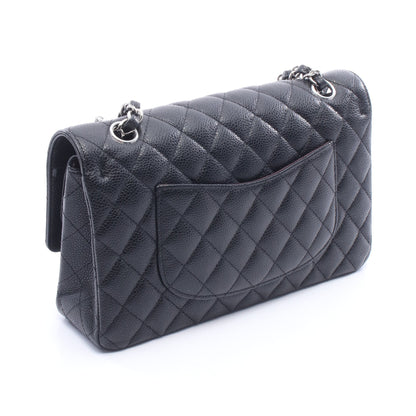 マトラッセ Wフラップ Wチェーンショルダーバッグ キャビアスキン ブラック シルバー金具 シャネル バッグ CHANEL