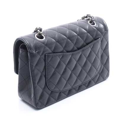 マトラッセ Wフラップ Wチェーンショルダーバッグ キャビアスキン ブラック シルバー金具 シャネル バッグ CHANEL