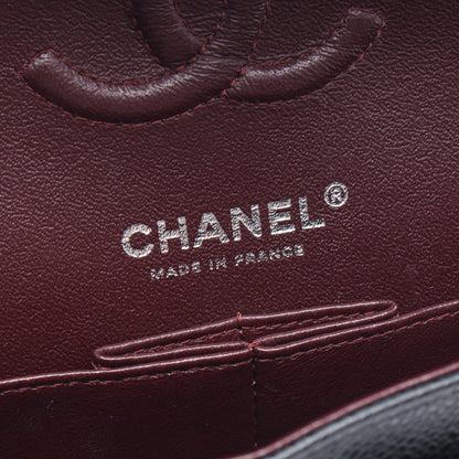 マトラッセ Wフラップ Wチェーンショルダーバッグ キャビアスキン ブラック シルバー金具 シャネル バッグ CHANEL