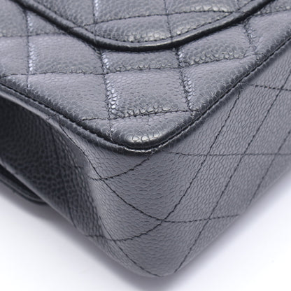 マトラッセ Wフラップ Wチェーンショルダーバッグ キャビアスキン ブラック シルバー金具 シャネル バッグ CHANEL