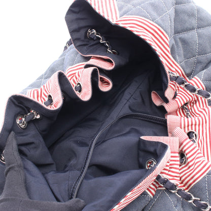 ココカバスGM チェーンショルダーバッグ キャンバス ネイビー レッド ホワイト シルバー金具 シャネル バッグ CHANEL