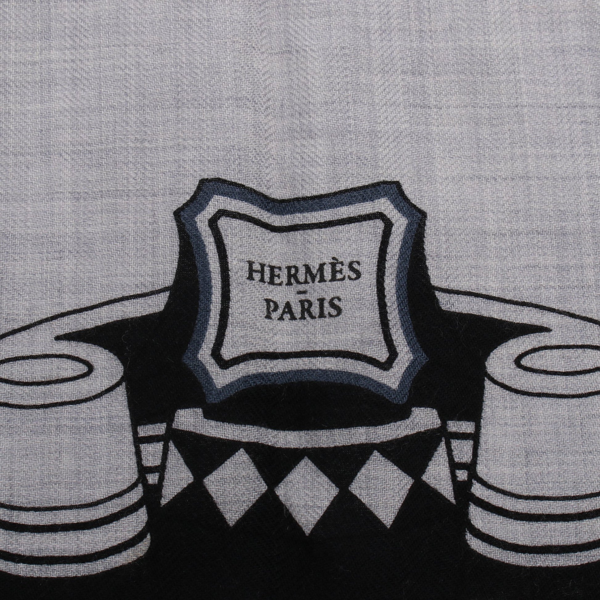 カレジェアン カレ140 LES ROUES DE PHAETON Bandana スカーフ ショール カシミヤ シルク グレー ブラック ネイビー エルメス 財布・小物 HERMES