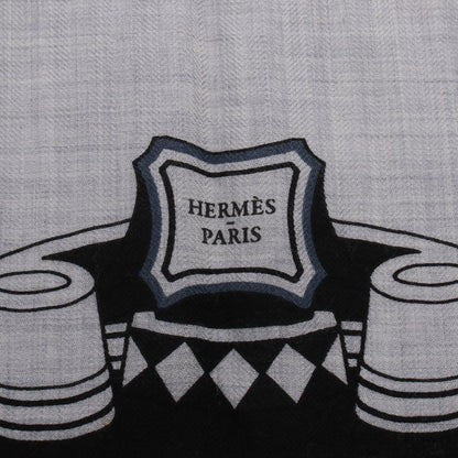 カレジェアン カレ140 LES ROUES DE PHAETON Bandana スカーフ ショール カシミヤ シルク グレー ブラック ネイビー エルメス 財布・小物 HERMES