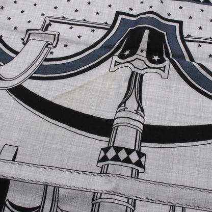 カレジェアン カレ140 LES ROUES DE PHAETON Bandana スカーフ ショール カシミヤ シルク グレー ブラック ネイビー エルメス 財布・小物 HERMES