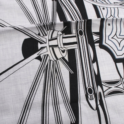 カレジェアン カレ140 LES ROUES DE PHAETON Bandana スカーフ ショール カシミヤ シルク グレー ブラック ネイビー エルメス 財布・小物 HERMES