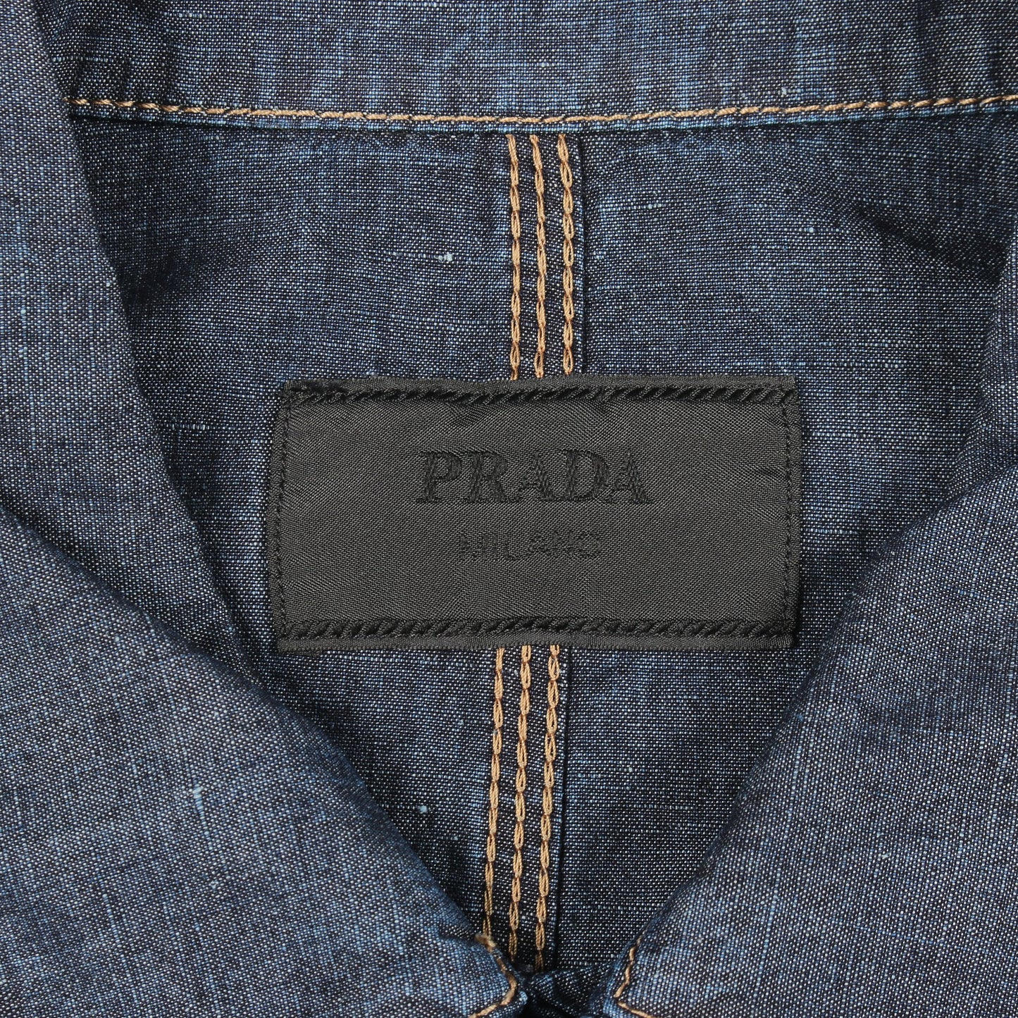 シャンブレー ブルゾン デニムジャケット コットン インディゴブルー プラダ アウター PRADA