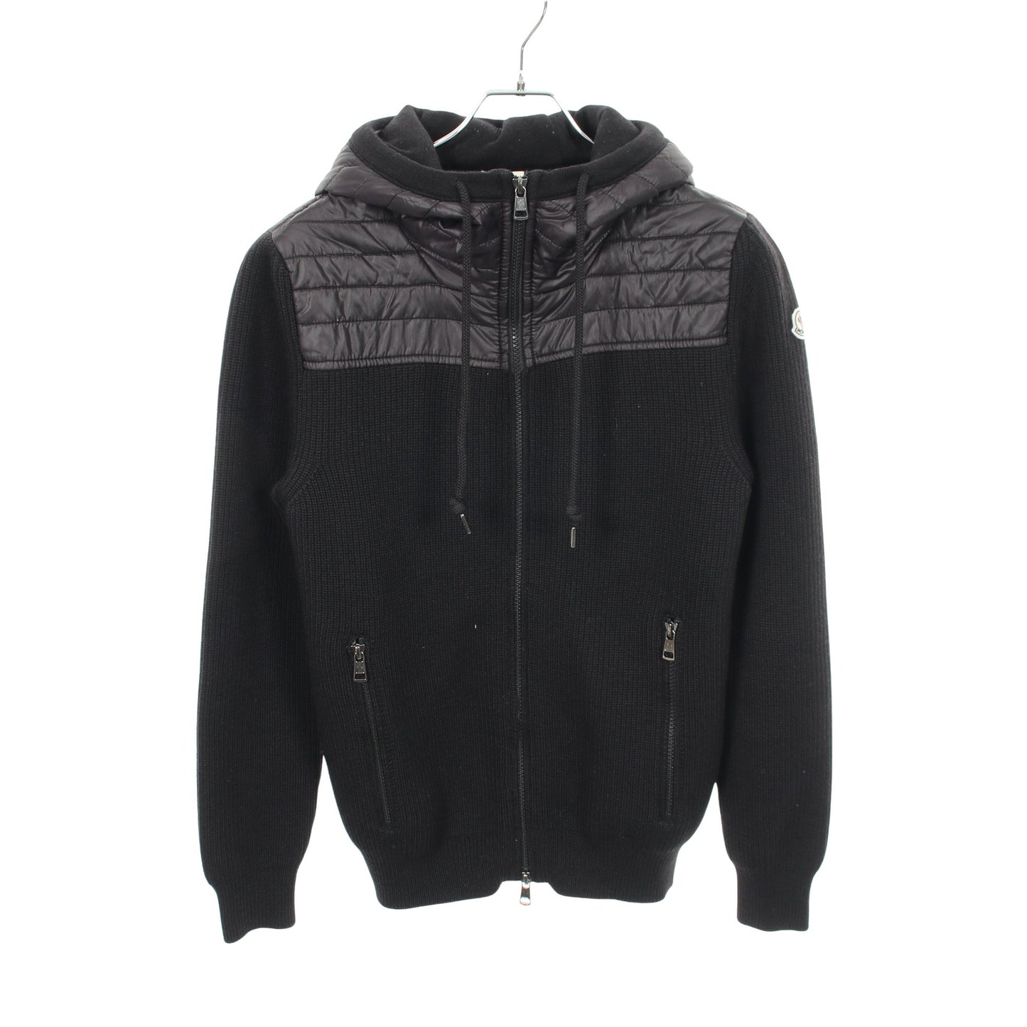 切替 ジップアップパーカー ウール ナイロン ブラック モンクレール トップス MONCLER