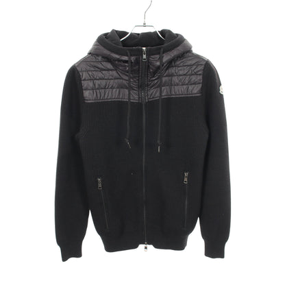 切替 ジップアップパーカー ウール ナイロン ブラック モンクレール トップス MONCLER