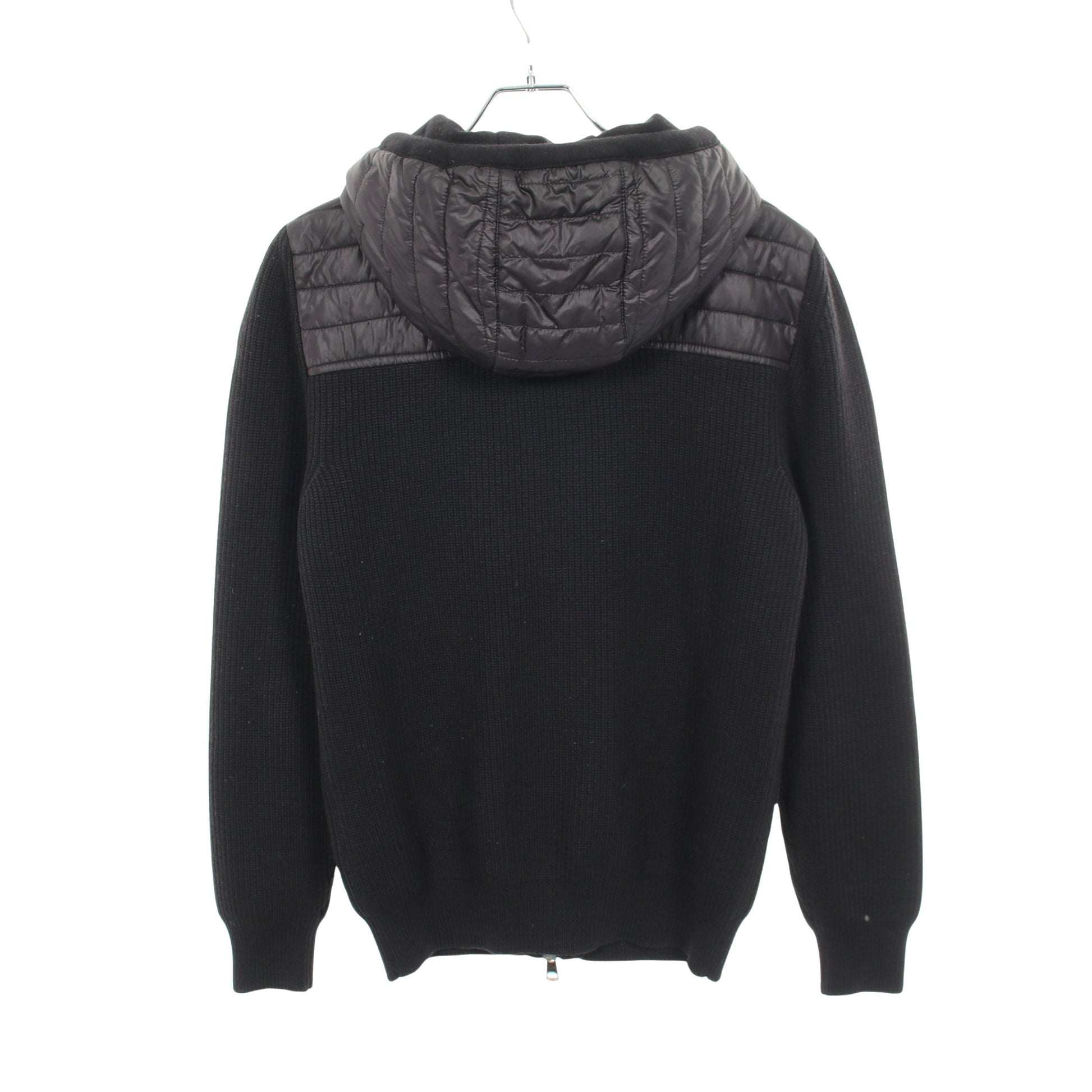 切替 ジップアップパーカー ウール ナイロン ブラック モンクレール トップス MONCLER
