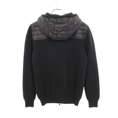 切替 ジップアップパーカー ウール ナイロン ブラック モンクレール トップス MONCLER