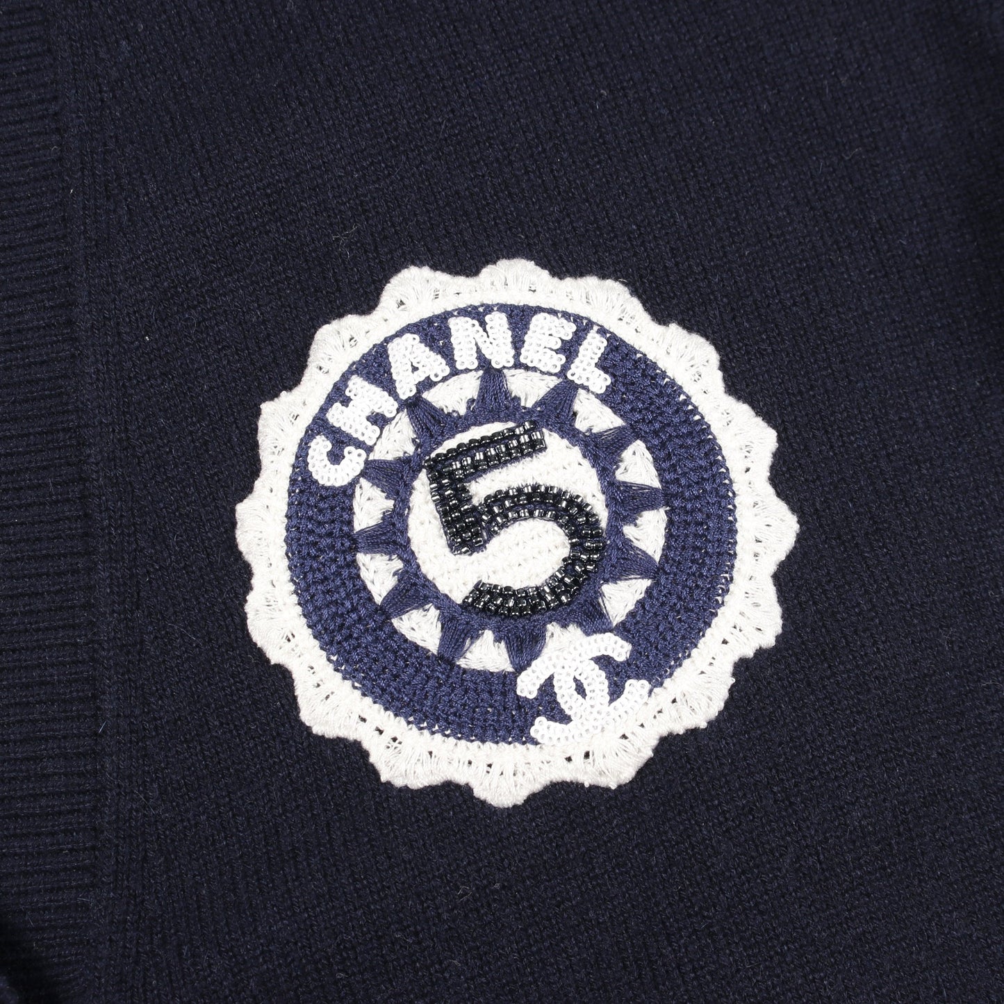 ココマークボタン Vネック カーディガン カシミヤ ネイビー シャネル トップス CHANEL