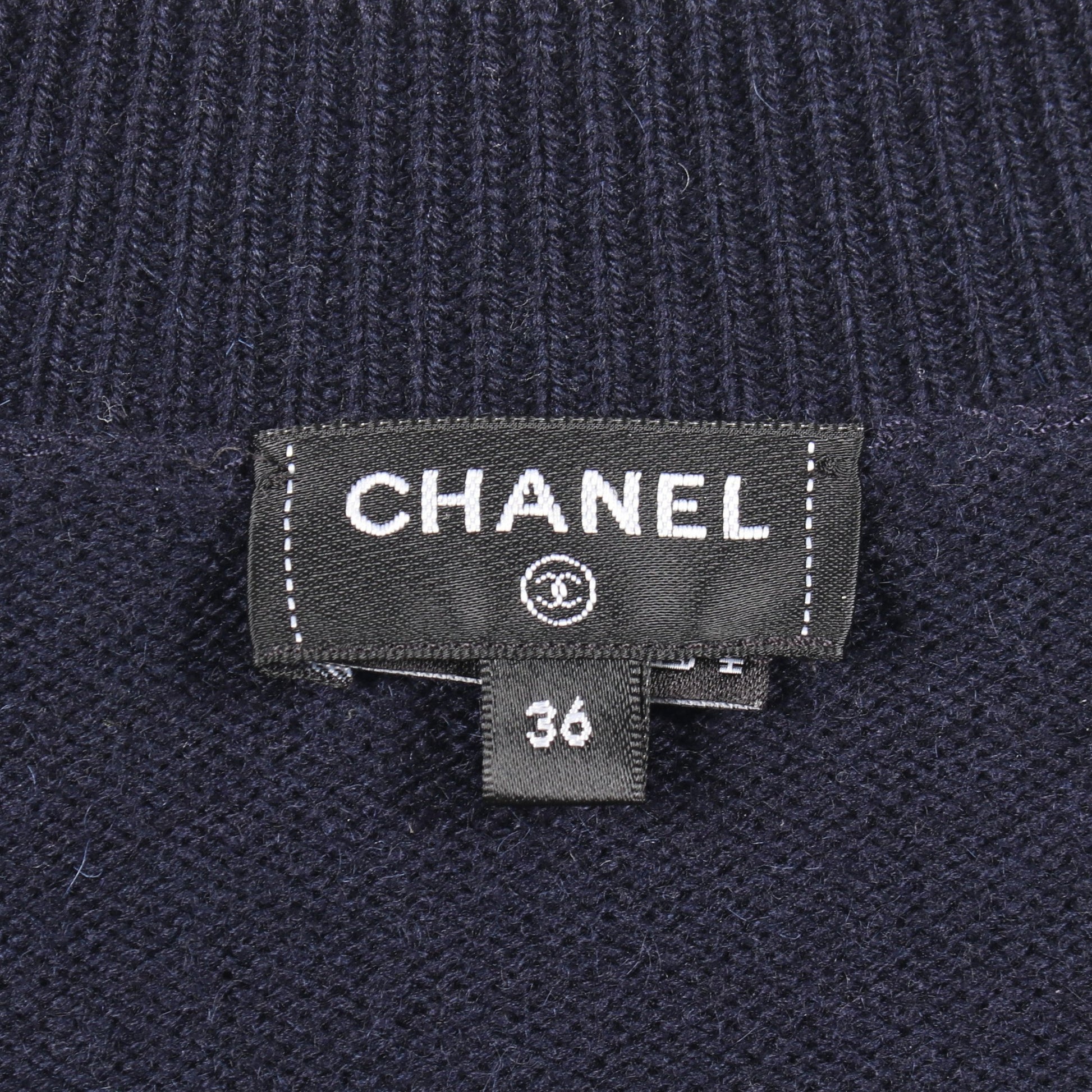 ココマークボタン Vネック カーディガン カシミヤ ネイビー シャネル トップス CHANEL