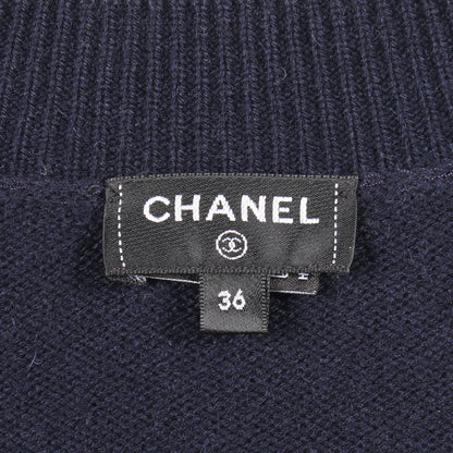 ココマークボタン Vネック カーディガン カシミヤ ネイビー シャネル トップス CHANEL