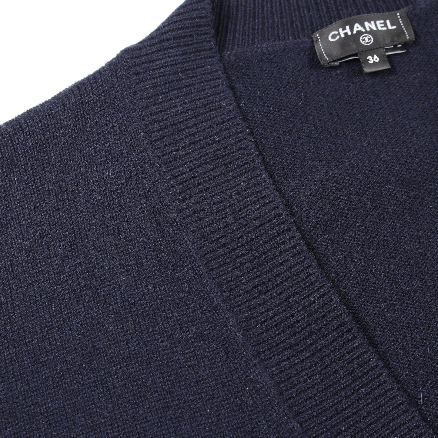 ココマークボタン Vネック カーディガン カシミヤ ネイビー シャネル トップス CHANEL