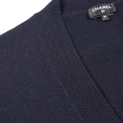 ココマークボタン Vネック カーディガン カシミヤ ネイビー シャネル トップス CHANEL
