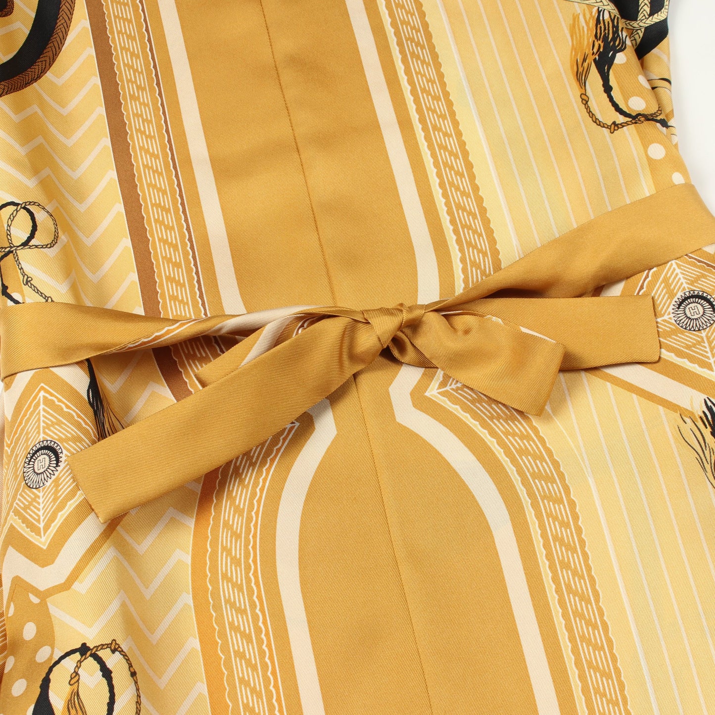 ツイルレーヌ チュニック ワンピース シルク イエローブラウン イエロー ブラック エルメス ワンピース HERMES