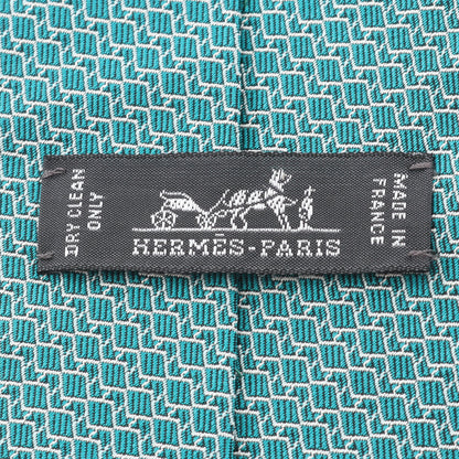総柄 ネクタイ シルク ブルーグリーン エルメス 財布・小物 HERMES