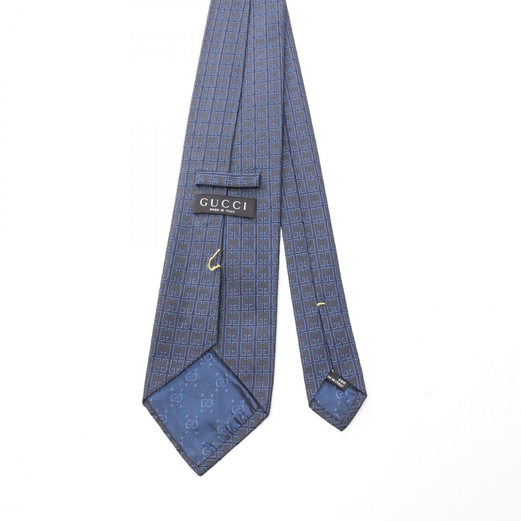 美品　GUCCI ネクタイ　シルク　GG柄　モノグラム　ネイビー　紺 GG柄 ネクタイ シルク ネイビー グッチ – RECLO