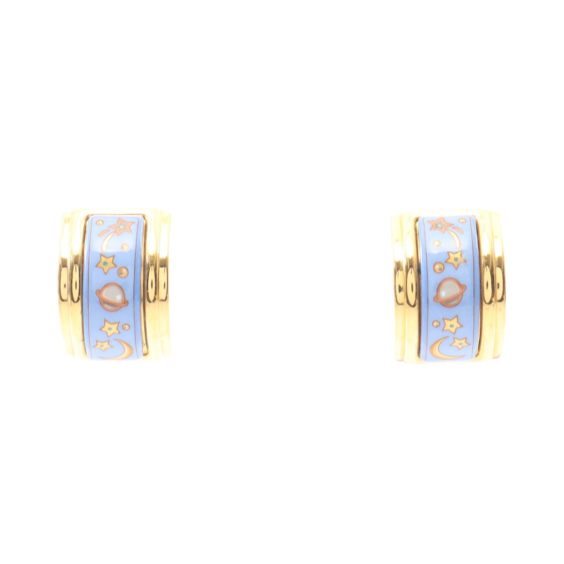 エマイユ イヤリング GP 七宝 ゴールド ブルー エルメス アクセサリー HERMES