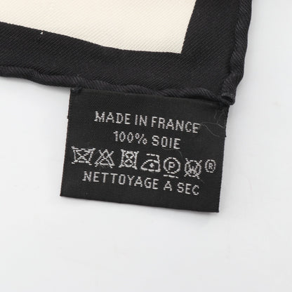 カレ90 LETTRES AU CARRE スカーフ シルク オフホワイト ブラック イエローブラウン エルメス 財布・小物 HERMES