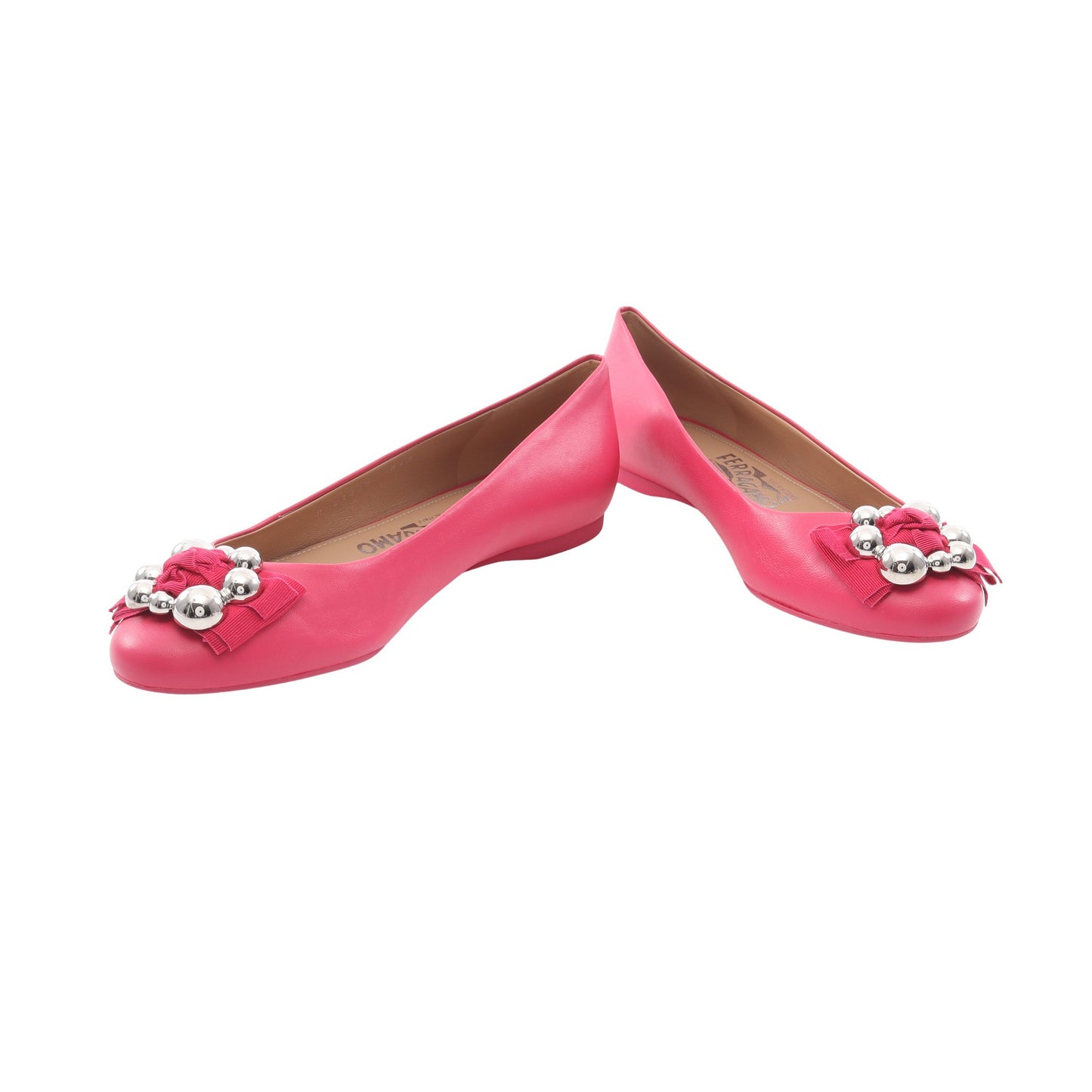 FLAIR パンプス フラットシューズ レザー ピンク サルヴァトーレフェラガモ シューズ Salvatore Ferragamo