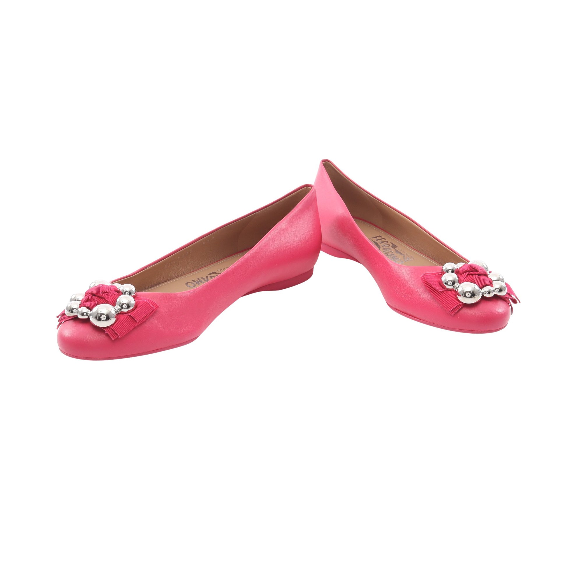 FLAIR パンプス フラットシューズ レザー ピンク サルヴァトーレフェラガモ シューズ Salvatore Ferragamo