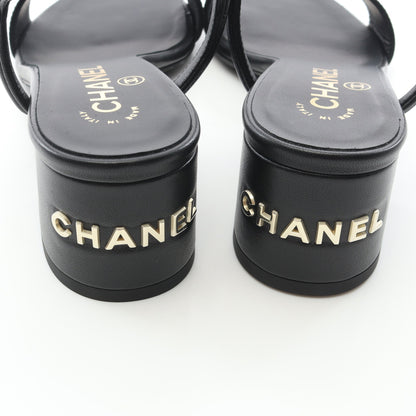 ロゴヒール サンダル レザー ブラック シャネル シューズ CHANEL
