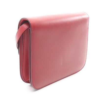 クラシック ボックス ミディアム ショルダーバッグ レザー レッド セリーヌ バッグ CELINE