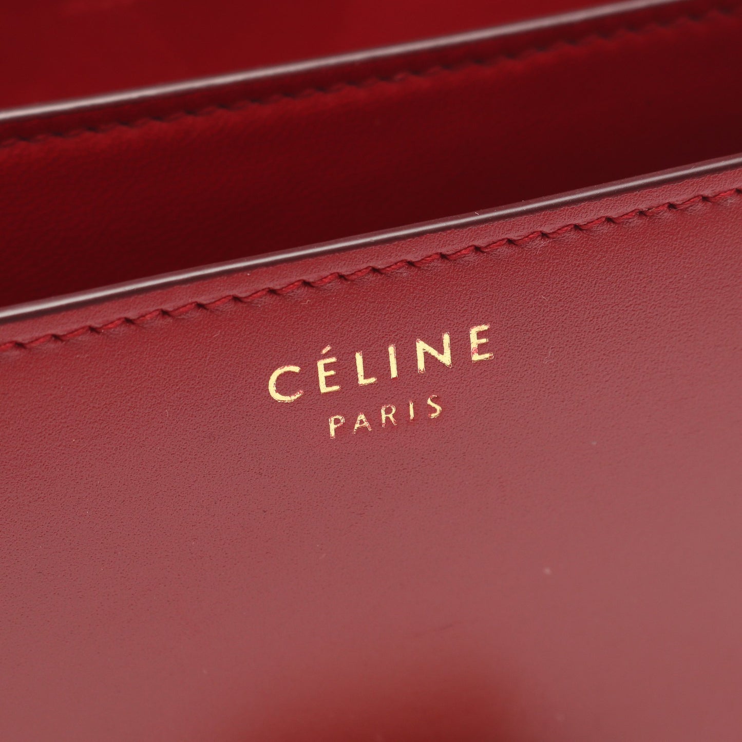 クラシック ボックス ミディアム ショルダーバッグ レザー レッド セリーヌ バッグ CELINE
