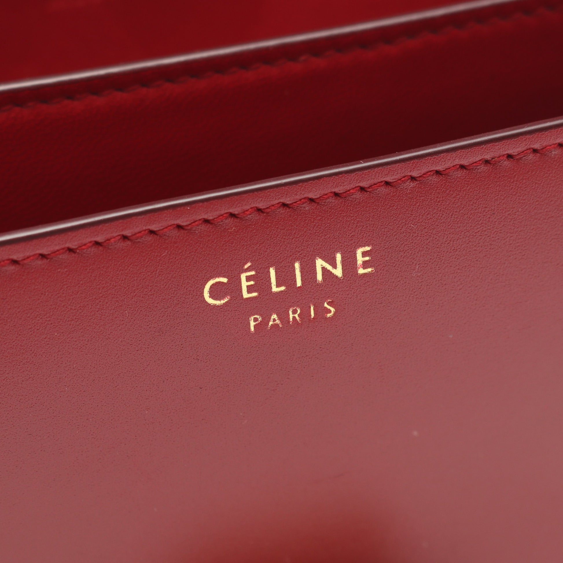 クラシック ボックス ミディアム ショルダーバッグ レザー レッド セリーヌ バッグ CELINE