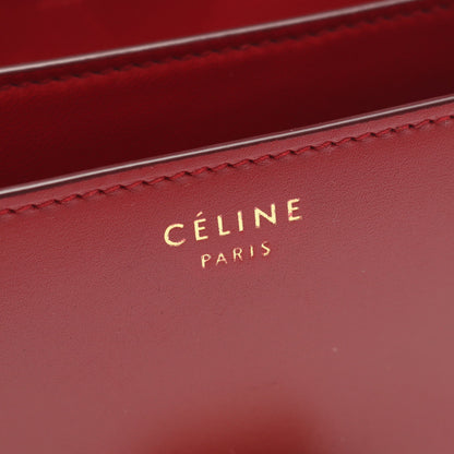クラシック ボックス ミディアム ショルダーバッグ レザー レッド セリーヌ バッグ CELINE