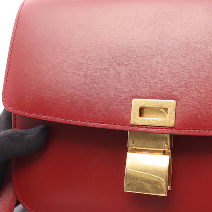 クラシック ボックス ミディアム ショルダーバッグ レザー レッド セリーヌ バッグ CELINE
