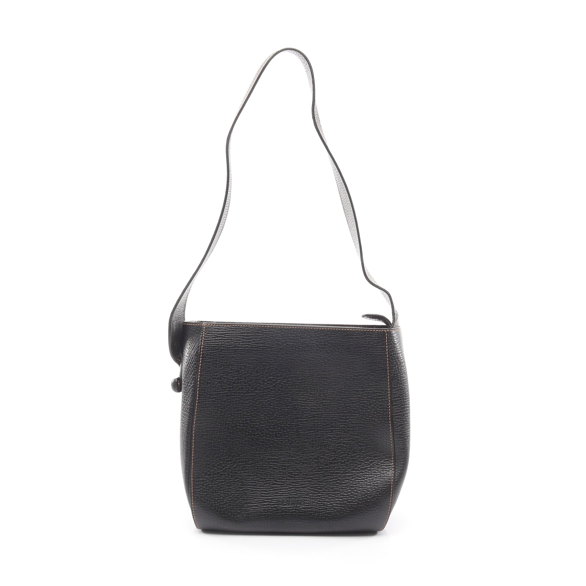 型押しロゴ ショルダーバッグ レザー ブラック ロエベ バッグ LOEWE