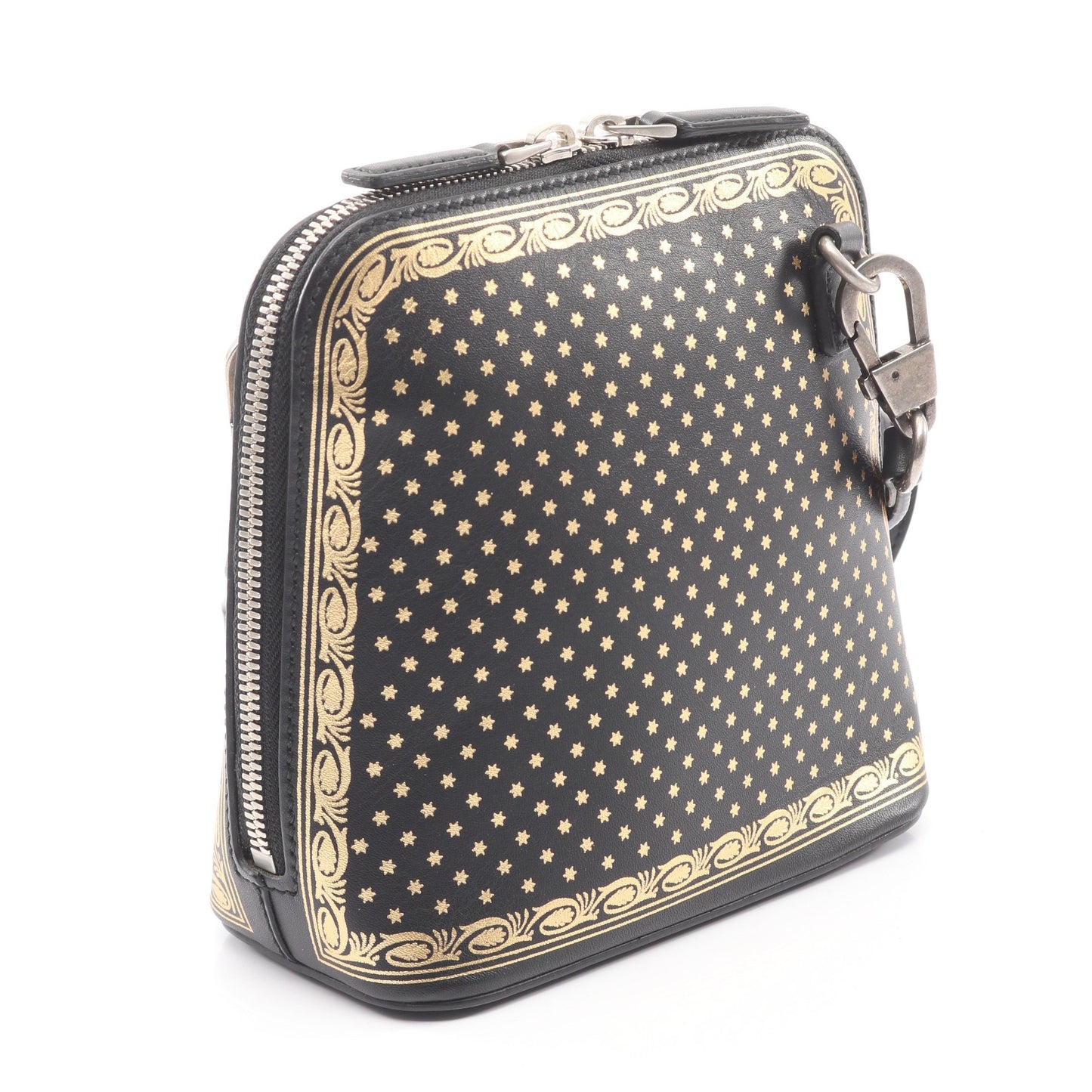 GUCCY SEGA ショルダーバッグ レザー ブラック ゴールド グッチ バッグ GUCCI