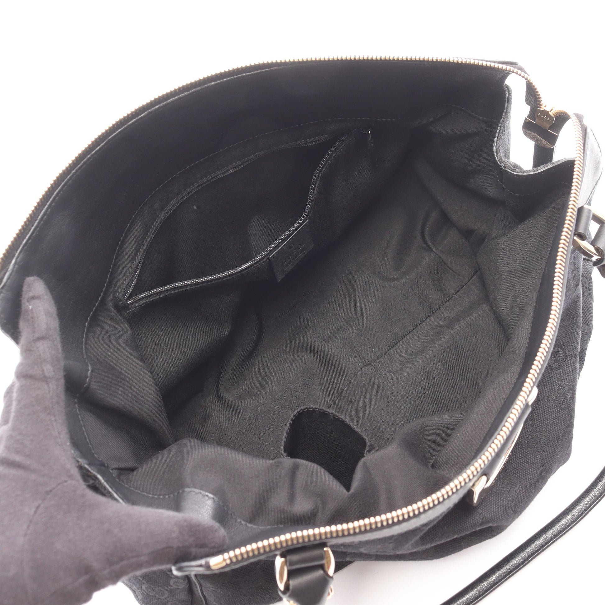 アビー GGキャンバス ショルダーバッグ トートバッグ キャンバス レザー ブラック グッチ バッグ GUCCI