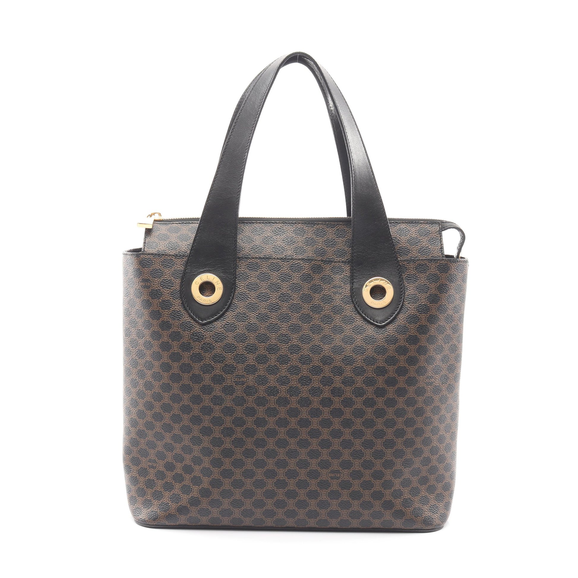 マカダム ハンドバッグ PVC レザー ブラック ブラウン セリーヌ バッグ CELINE