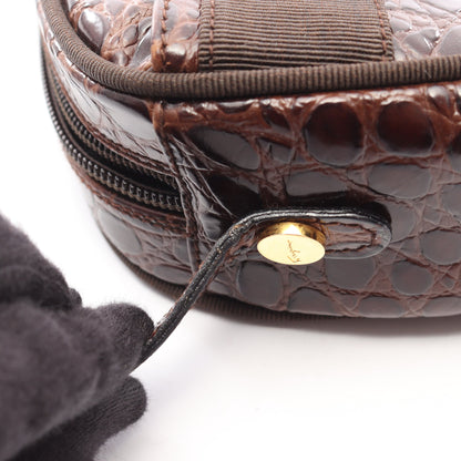 ヴァラリボン クロコ型押し ショルダーバッグ レザー ダークブラウン サルヴァトーレフェラガモ バッグ Salvatore Ferragamo