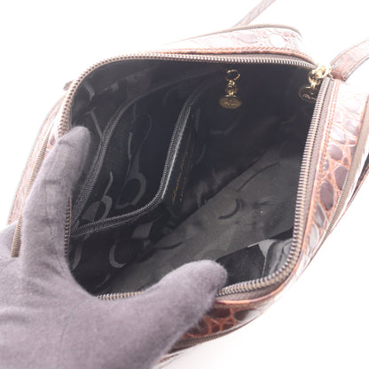 ヴァラリボン クロコ型押し ショルダーバッグ レザー ダークブラウン サルヴァトーレフェラガモ バッグ Salvatore Ferragamo