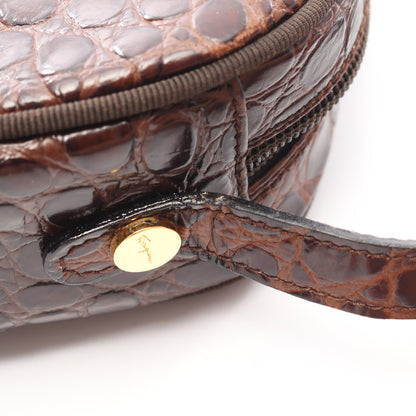 ヴァラリボン クロコ型押し ショルダーバッグ レザー ダークブラウン サルヴァトーレフェラガモ バッグ Salvatore Ferragamo