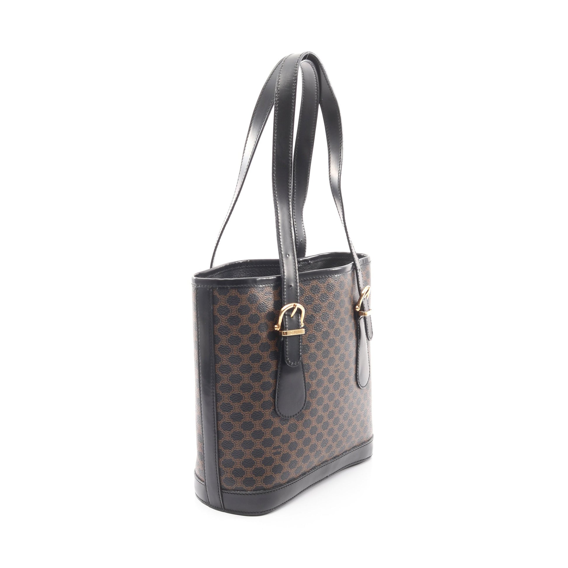 マカダム ショルダーバッグ トートバッグ PVC レザー ブラック ブラウン セリーヌ バッグ CELINE