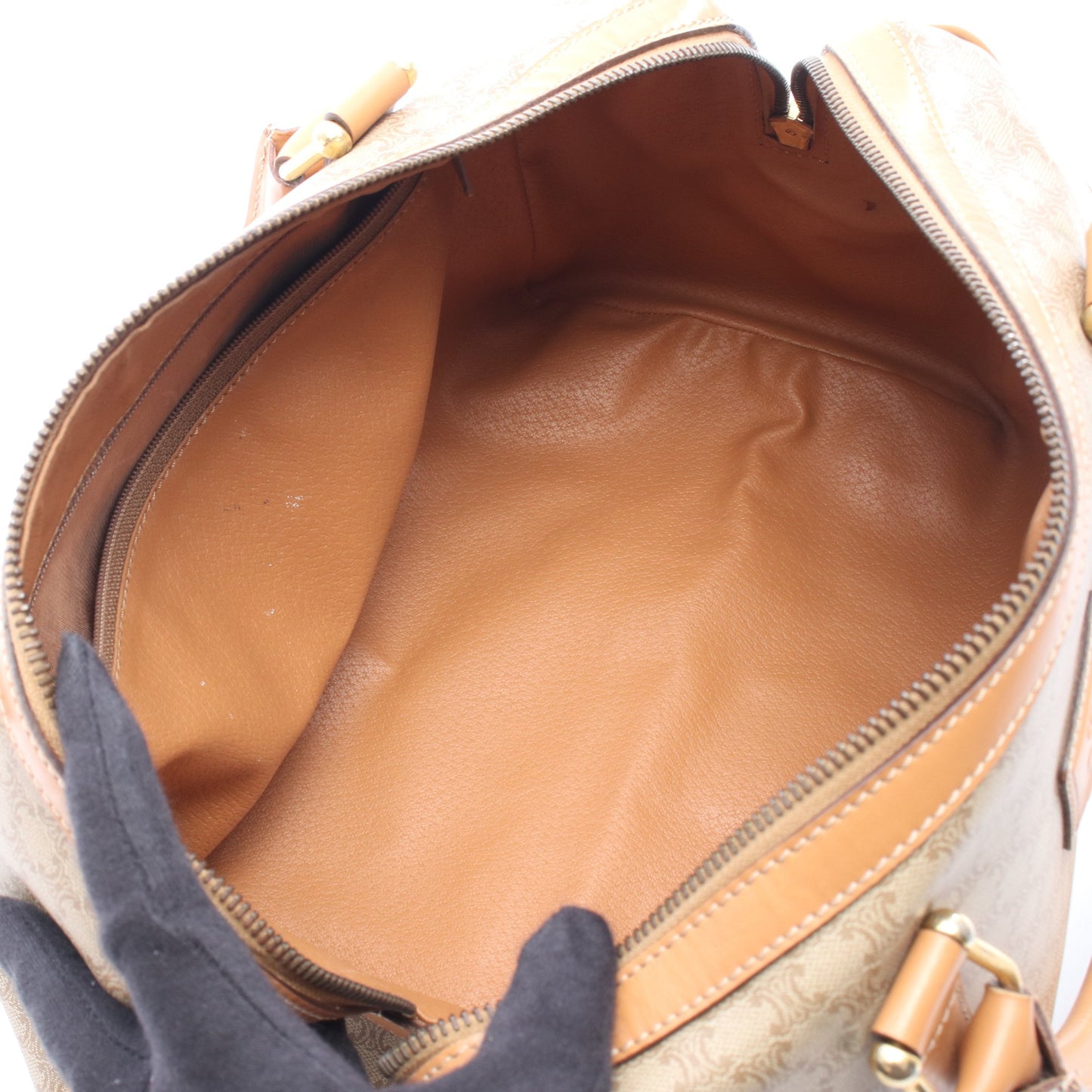 マカダム ハンドバッグ ミニボストンバッグ PVC レザー ベージュ ライトブラウン セリーヌ バッグ CELINE