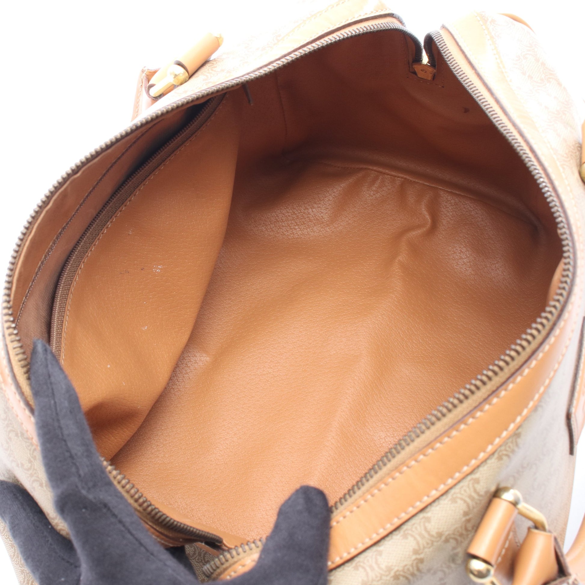マカダム ハンドバッグ ミニボストンバッグ PVC レザー ベージュ ライトブラウン セリーヌ バッグ CELINE