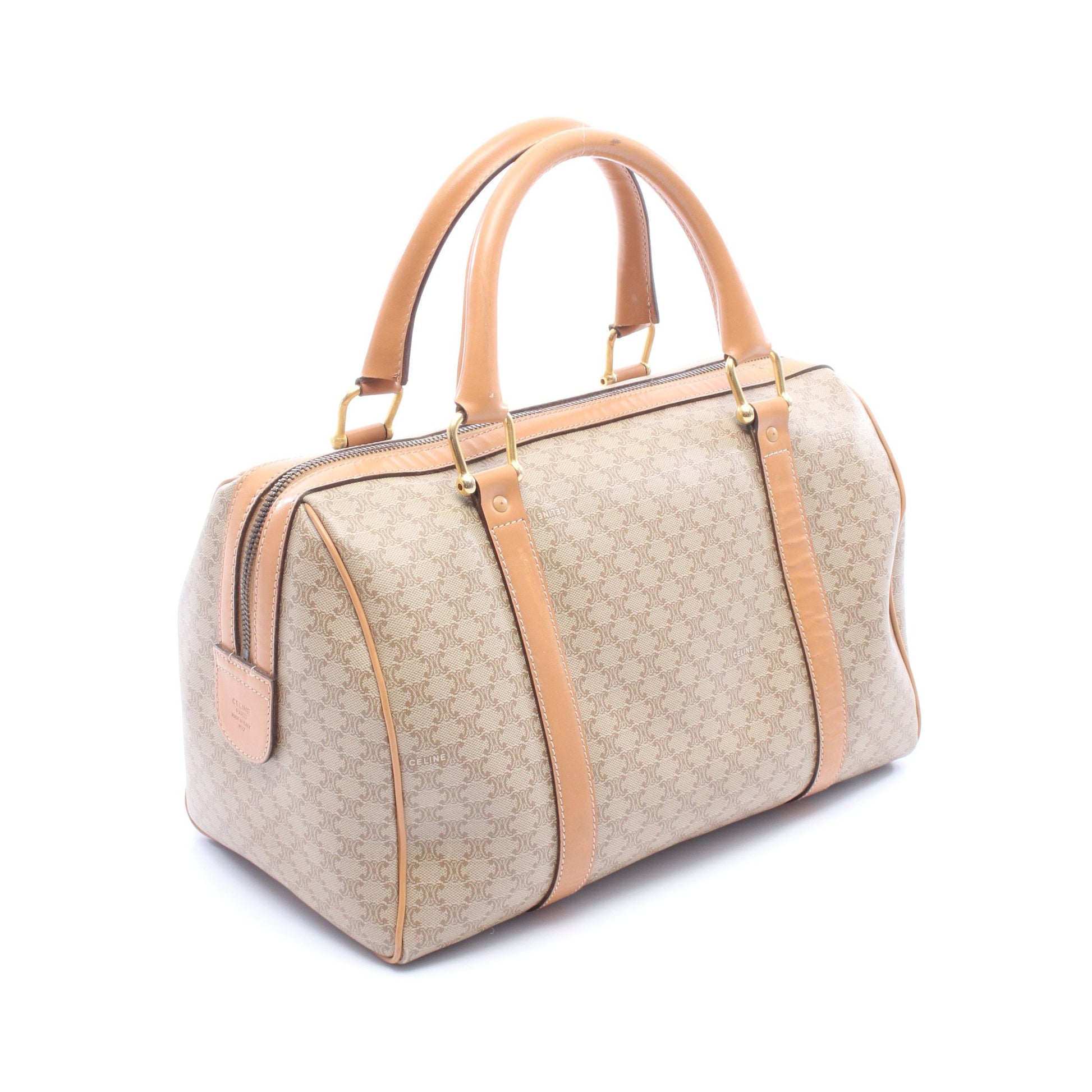 マカダム ハンドバッグ ミニボストンバッグ PVC レザー ベージュ ライトブラウン セリーヌ バッグ CELINE