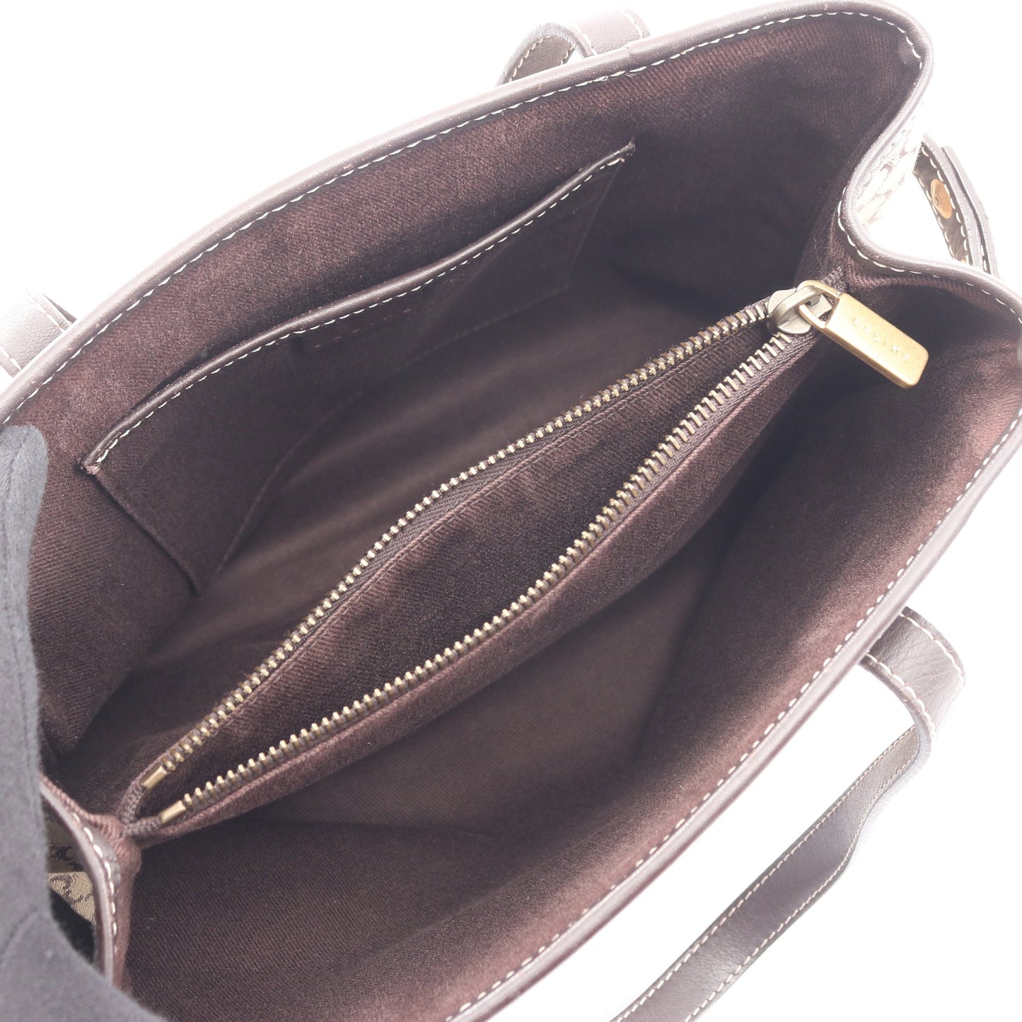 マカダム ハンドバッグ キャンバス レザー ベージュ ダークブラウン セリーヌ バッグ CELINE